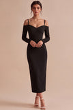Robe de fiançailles midi blanche à manches longues à épaules froides