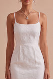 Petite robe blanche Bloomal Jacquard Bodycon Necks Fines Straps