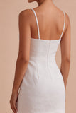 Petite robe blanche Bloomal Jacquard Bodycon Necks Fines Straps