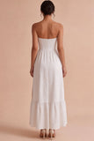 Corset de fiançailles Jacquard blanc A-Line Bustless avec fente