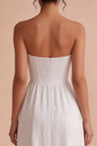 Corset de fiançailles Jacquard blanc A-Line Bustless avec fente