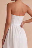 Corset de fiançailles Jacquard blanc A-Line Bustless avec fente