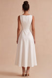 Robe de fiançailles longue blanche A-Line A-Line Bateau longue
