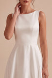 Robe de fiançailles longue blanche A-Line A-Line Bateau longue