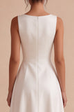 Robe de fiançailles longue blanche A-Line A-Line Bateau longue