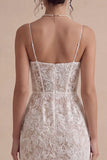 Robe de fiançailles Midi en corset blanc en dentelle avec fente