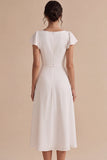 Robe de fiançailles Midi blanche à manches volantes A-Line