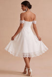 Robe Midi Little White à Lignes A dégagées avec de la dentelle