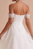Robe Midi Little White à Lignes A dégagées avec de la dentelle