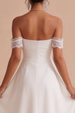 Robe Midi Little White à Lignes A dégagées avec de la dentelle