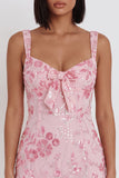 Corset à sequins roses scintillants Corset à larges bretelles Robe courte de bal avec nœud