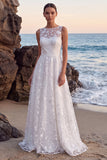 Robe de mariée longue blanche ligne A avec broderie florale