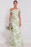 Sauge à fleurs de sirène à une épaule, robe longue asymétrique et fronceuse
