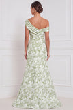 Sauge à fleurs de sirène à une épaule, robe longue asymétrique et fronceuse