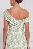 Sauge à fleurs de sirène à une épaule, robe longue asymétrique et fronceuse