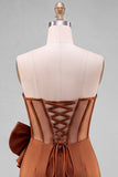 Corset jaune bodycon avec bordure perlée Robe courte de retour à la maison avec détail de nœud latéral