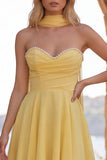 Robe courte de rentrée en mousseline jaune en mousseline A-Line A-Line Pier