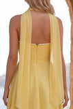 Robe courte de rentrée en mousseline jaune en mousseline A-Line A-Line Pier