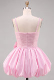 Ourlet à volants en perles 3D en perle rose Short Homecoming avec nœud