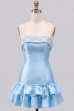 Robe courte de rentrée à étages à étages en perles roses, perle de perles roses, ligne A, à niveaux et volants