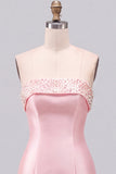 Robe courte de rentrée à étages à étages en perles roses, perle de perles roses, ligne A, à niveaux et volants