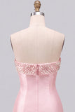 Robe courte de rentrée à étages à étages en perles roses, perle de perles roses, ligne A, à niveaux et volants