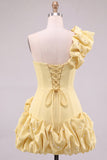 Robe de rentrée Espresso à une épaule perle à volants avec ourlet à volants