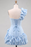 Robe de rentrée Espresso à une épaule perle à volants avec ourlet à volants