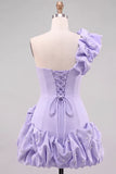 Robe de rentrée Espresso à une épaule perle à volants avec ourlet à volants