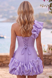 Robe de rentrée Espresso à une épaule perle à volants avec ourlet à volants