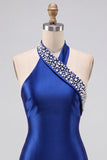 Robe courte de rentrée bleu bleu bodycon perles bodycon, strass, cass