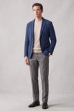 Veste bleu marine à revers de l'encoche pour hommes à simple boutonnage avec poches
