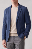 Veste bleu marine à revers de l'encoche pour hommes à simple boutonnage avec poches
