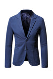 Veste bleu marine à revers de l'encoche pour hommes à simple boutonnage avec poches