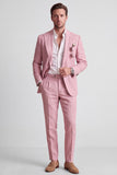 Costumes de bal pour hommes à boutons simples en 2 pièces à revers rose pâle