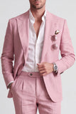 Costumes de bal pour hommes à boutons simples en 2 pièces à revers rose pâle