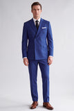 Costumes de bal double boutonnage bleu Royal Cut Peak pour hommes