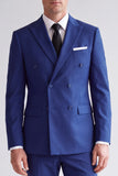 Costumes de bal double boutonnage bleu Royal Cut Peak pour hommes