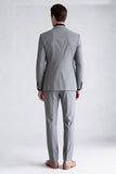 Costume de bal gris deux pièces à double boutonnage et revers pointus pour hommes