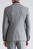 Costume de bal gris deux pièces à double boutonnage et revers pointus pour hommes