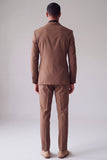 Costumes de bal double pièces à revers de la côte Khaki Peak