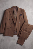 Costumes de bal double pièces à revers de la côte Khaki Peak