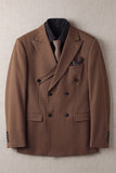 Costumes de bal double pièces à revers de la côte Khaki Peak