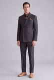 Costumes de bal double boutonnage à revers noirs pointés en deux pièces pour hommes