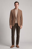Blazer homme kaki à simple boutonnage, revers crantés et poches