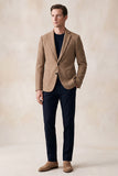 Blazer homme kaki à simple boutonnage, revers crantés et poches