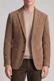 Blazer homme kaki à simple boutonnage, revers crantés et poches