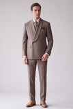 Costume de bal gris deux pièces pour hommes à simple boutonnage et col châle