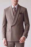Costume de bal gris deux pièces pour hommes à simple boutonnage et col châle