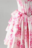 Corset rose ligne A, robe courte à motifs floraux à volants et à volants pour la rentrée à la maison